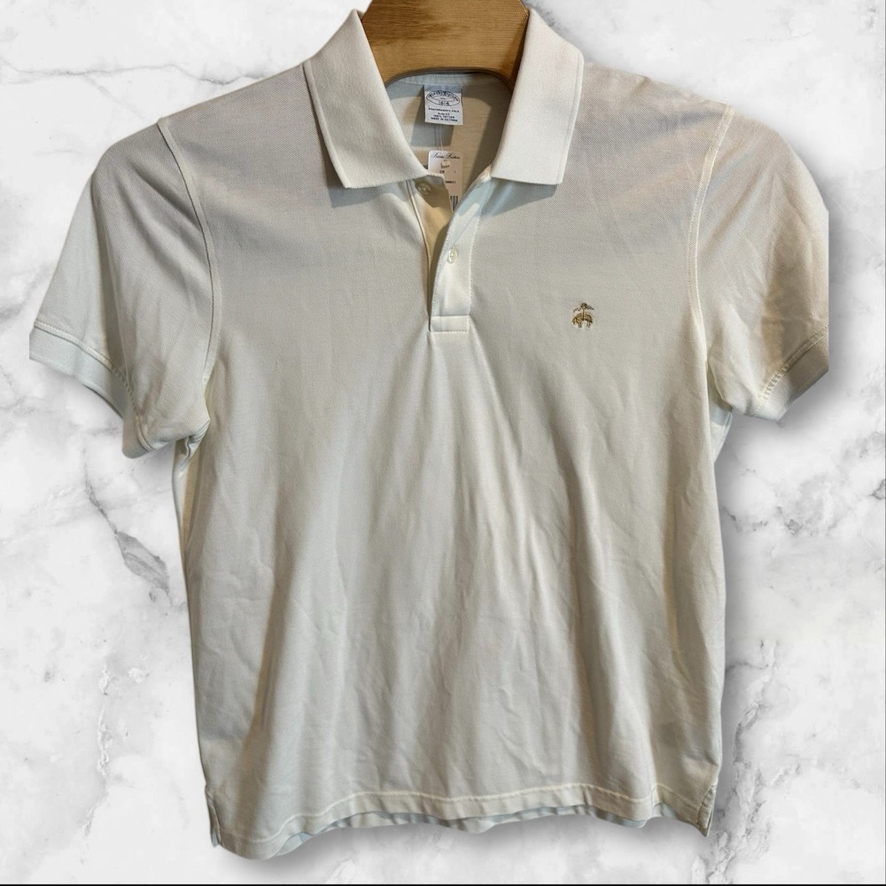 Brooks Brothers Slim Fit Stretch Performance Polo Shirt XL Off White
